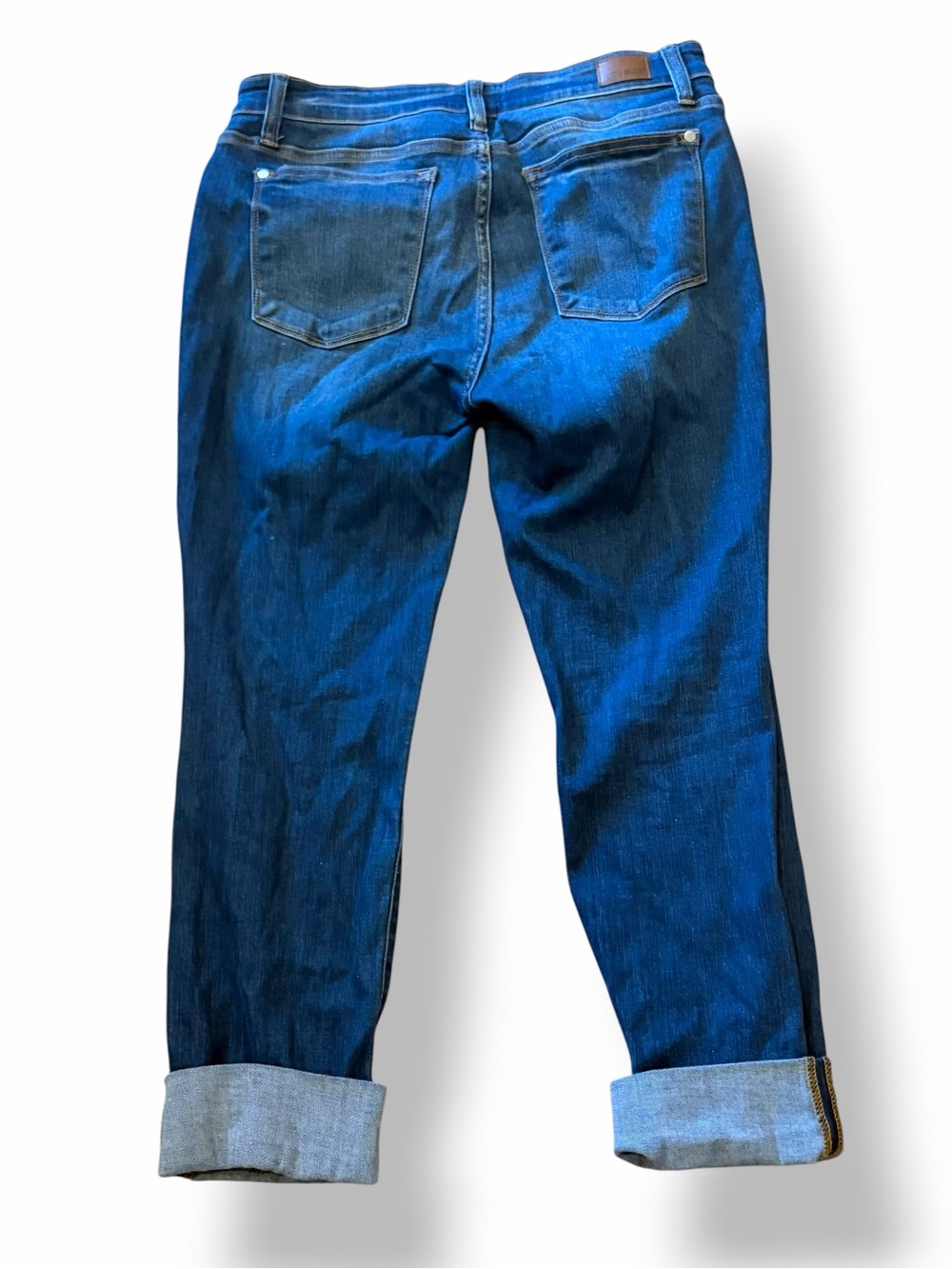 Judy Blue Straight Leg Cropped Jeans Med Wash Stretch Denim Cuff High Rise Sz 31 - Picture 14 of 15
